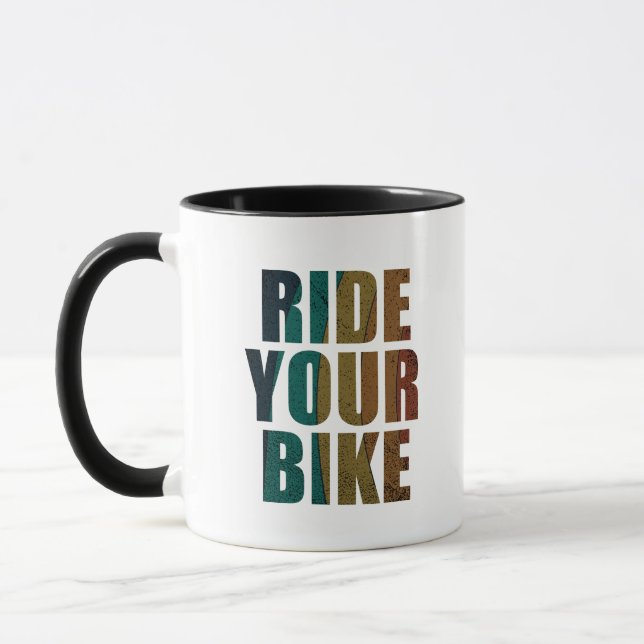 Motivational mountain biking quote mug (Left)