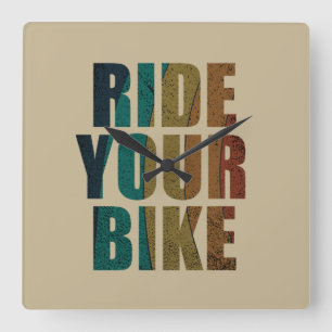 Motivational mountain biking quote square wall clock