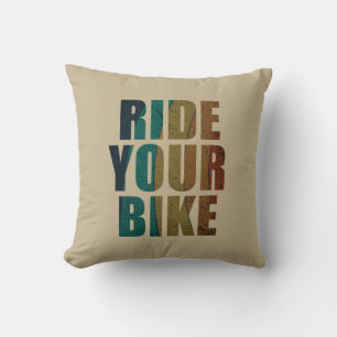Motivational mountain biking quote throw pillow