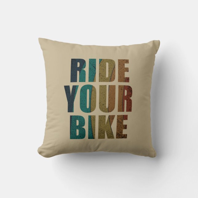 Motivational mountain biking quote throw pillow (Front)