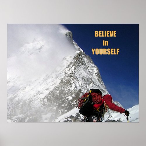 Motivational mountain climber poster