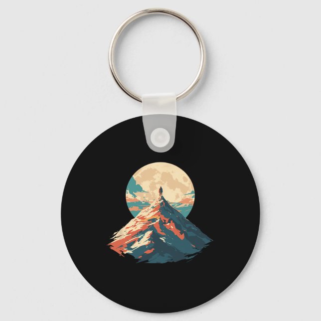 Motivational Mountain Peak Climbing Design - Natur Keychain (Front)