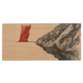Motivational Mountain Wood Flash Drive