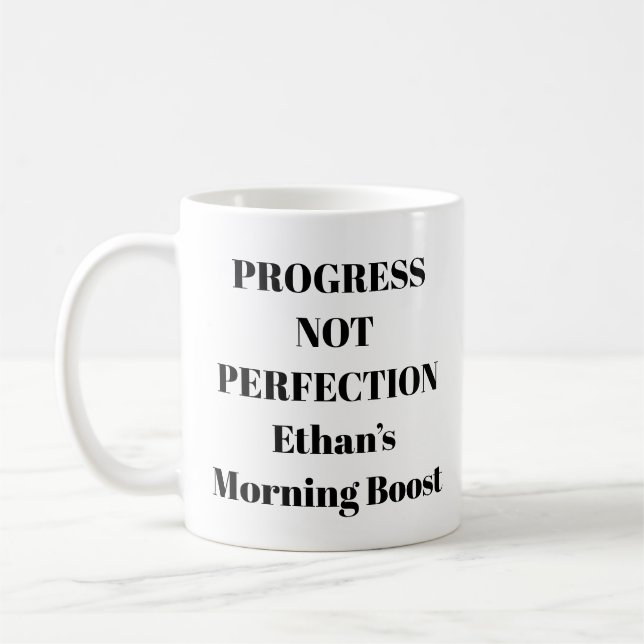 Motivational Mug – Progress Not Perfection Quote (Left)
