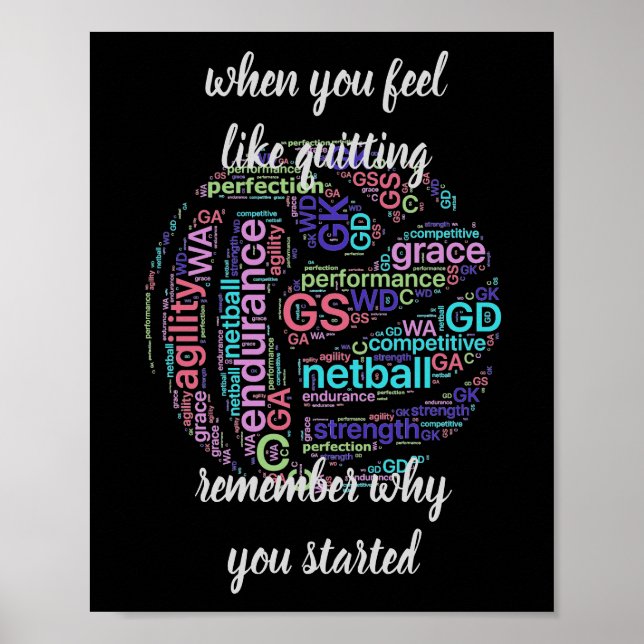 Motivational Netball Quote Poster (Front)