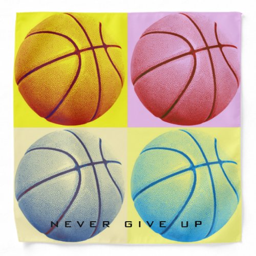 Motivational Never Give Up Basketball Pop Art Bandana