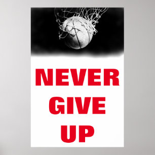 Motivational Never Give Up Basketball Retro Style Poster