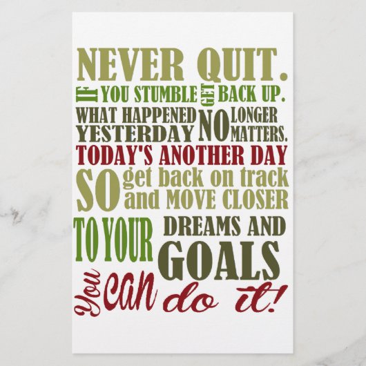 Motivational: Never Quit (Front)