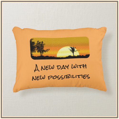 Motivational New Day Sunrise Accent Pillow