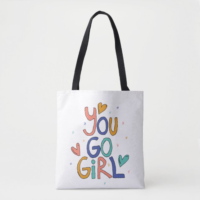 Motivational One Cool Girl You Go Girl Clipart Gir Tote Bag (Front)