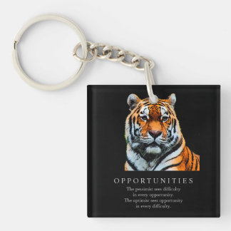 Motivational Opportunities Saying Quote Tiger Keychain