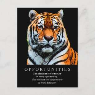 Motivational Opportunities Saying Quote Tiger Postcard