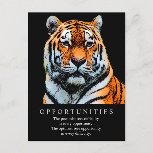 Motivational Opportunities Saying Quote Tiger Postcard