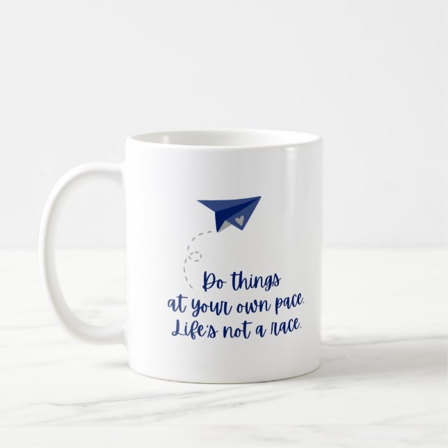 Motivational Paper Airplane Quote on Black Coffee Mug (Left)