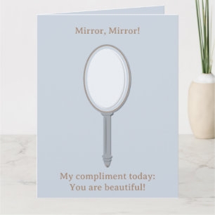 Motivational Personalized Hand Mirror Blue Silver Card