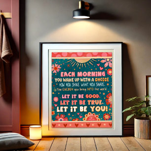 Motivational Pink Green Inspiring Quote Be You Poster