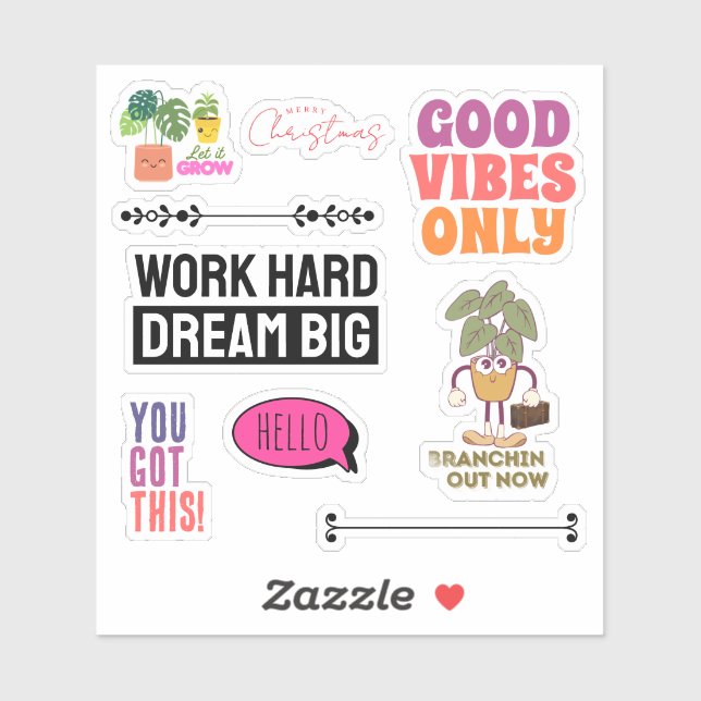Motivational Plant Quote Sticker Sheet | Christmas (Sheet)