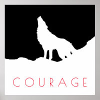Motivational Pop Art Courage Wolf Black White