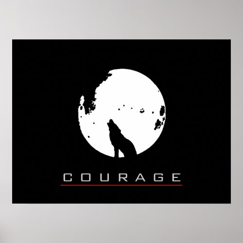 Motivational Pop Art Courage Wolf Poster Print