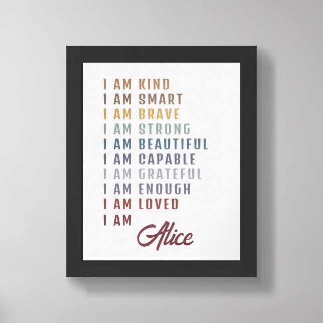 Motivational Positive Affirmations Gift for Her Framed Art (Framed Front)