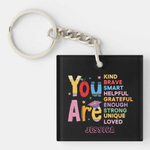 Motivational positive affirmations Typography Keychain