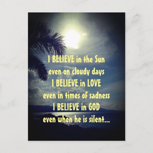 Motivational Prayer Cloudy Days Poem Postcard