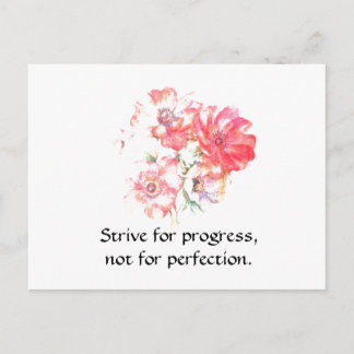 Motivational "Progress" Floral Quote Postcard