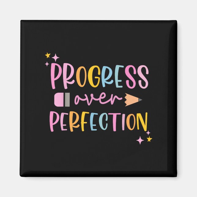 Motivational Progress Over Perfection Back To Scho Magnet (Front)