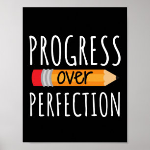 Motivational Progress Over Perfection Poster