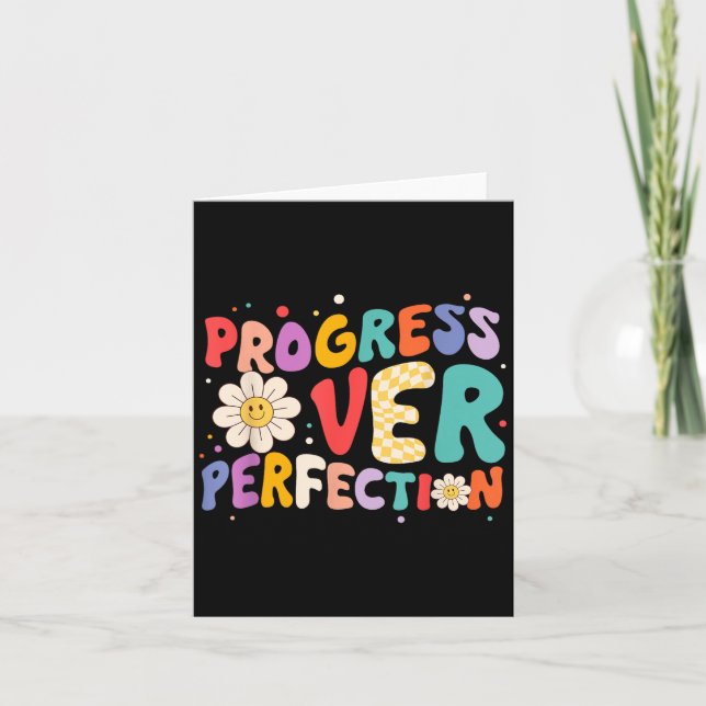 Motivational Progress Over Perfection Teacher Back Card (Front)