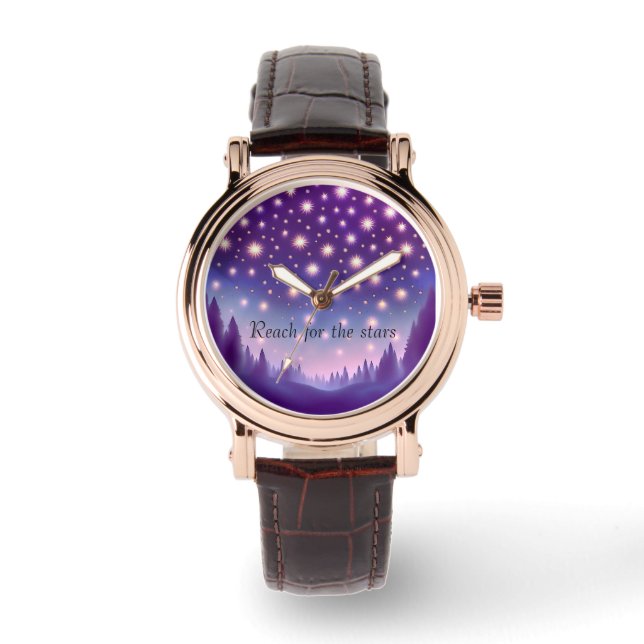 Motivational Purple Starry Night Sky eWatch Watch (Front)