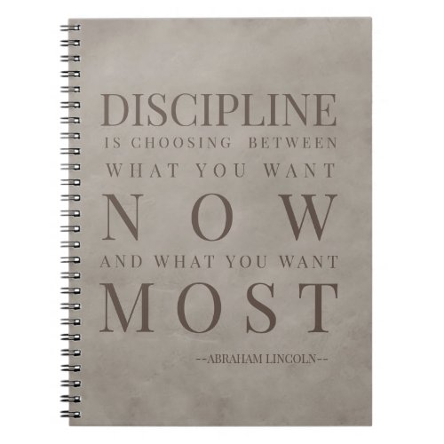 Motivational Quote About Discipline Lincoln Brown Notebook