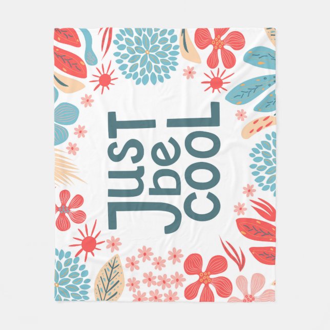Motivational Quote, Abstract Floral Frame. Fleece Blanket (Front)