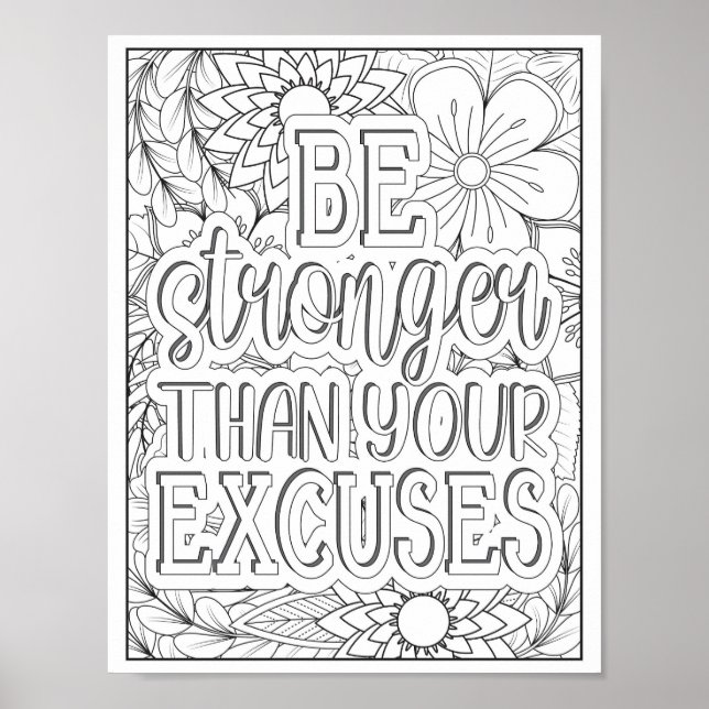 Motivational Quote Adult Coloring Poster (Front)