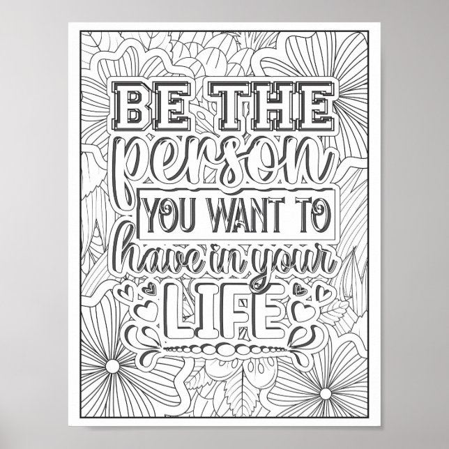 Motivational Quote Adult Coloring Poster (Front)