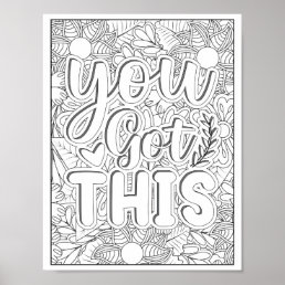 Motivational Quote Adult Coloring Poster