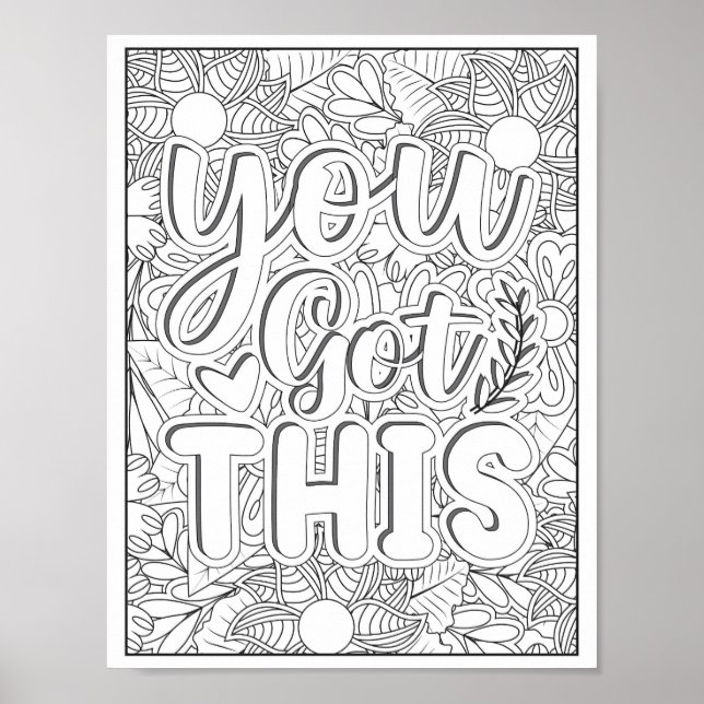 Motivational Quote Adult Coloring Poster (Front)