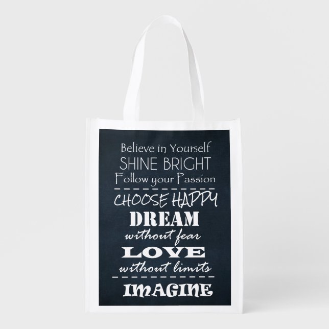 Motivational Quote Affirmations Reusable Grocery Bag (Front)