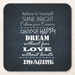 Motivational Quote Affirmations Square Paper Coaster