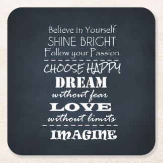 Motivational Quote Affirmations Square Paper Coaster