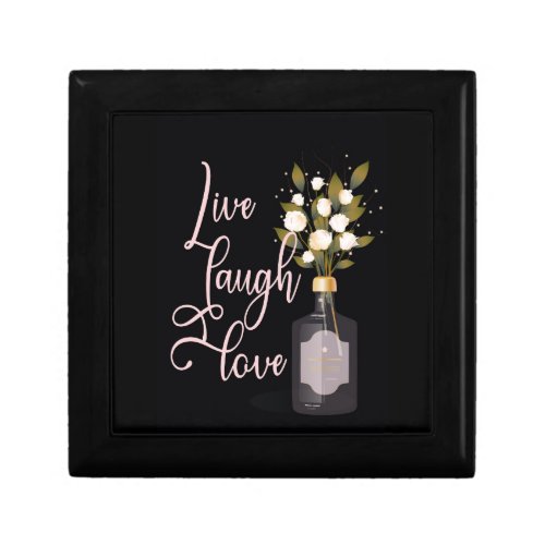 Motivational Quote Art w Flowers _Live Laugh Love Gift Box