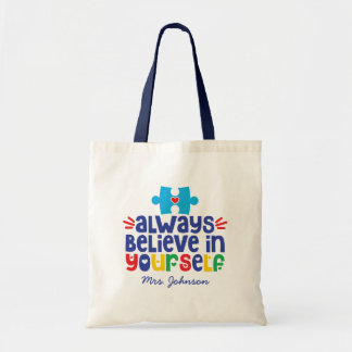 Motivational Quote | Autism Teacher Personalized Tote Bag