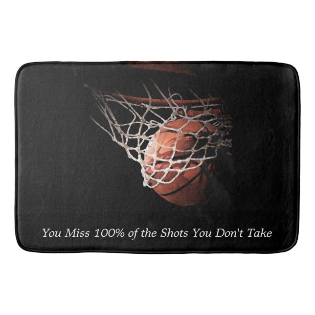 Motivational Quote Basketball Bath Mat (Front)