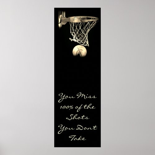 Motivational Quote Basketball Door Vintage Sepia Poster