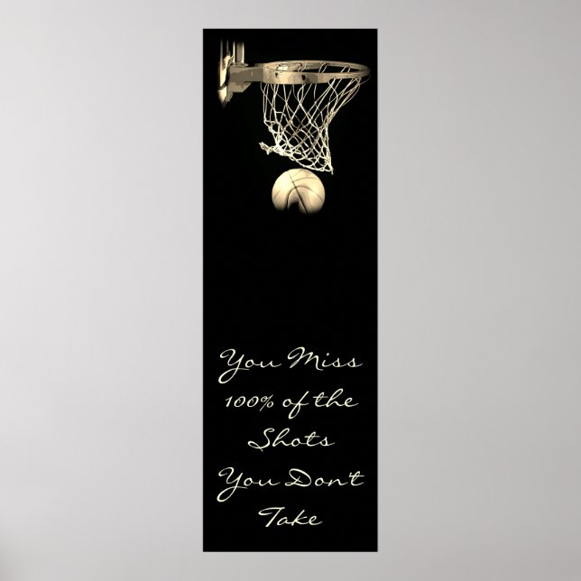 Motivational Quote Basketball Door Vintage Sepia Poster (Front)