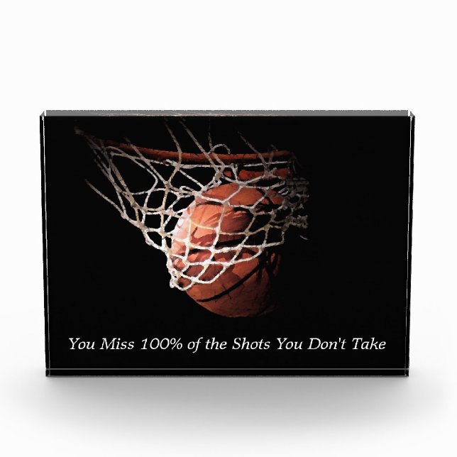 Motivational Quote Basketball Photo Block (Front)