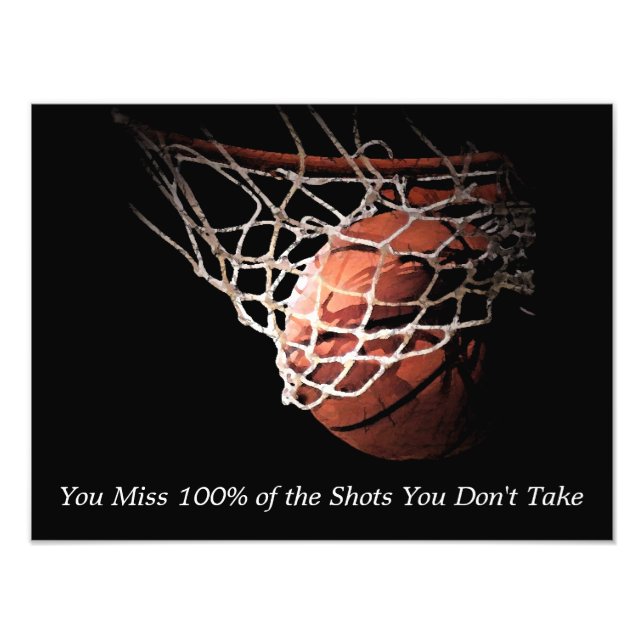 Motivational Quote Basketball Photo Print (Front)