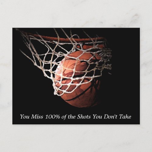Motivational Quote Basketball Postcard