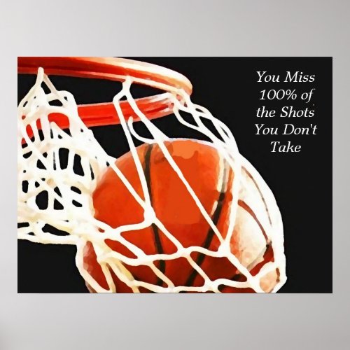 Motivational Quote Basketball Shot Art Poster