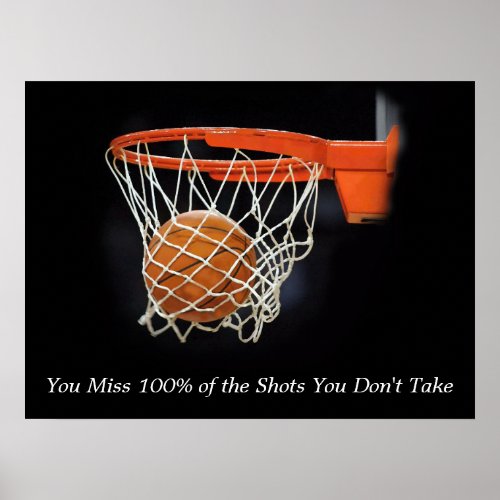 Motivational Quote Basketball Shot Poster Print